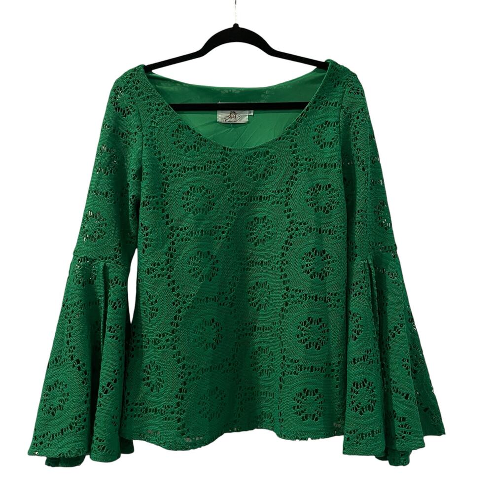 Judith March Green Lace Tunic Top